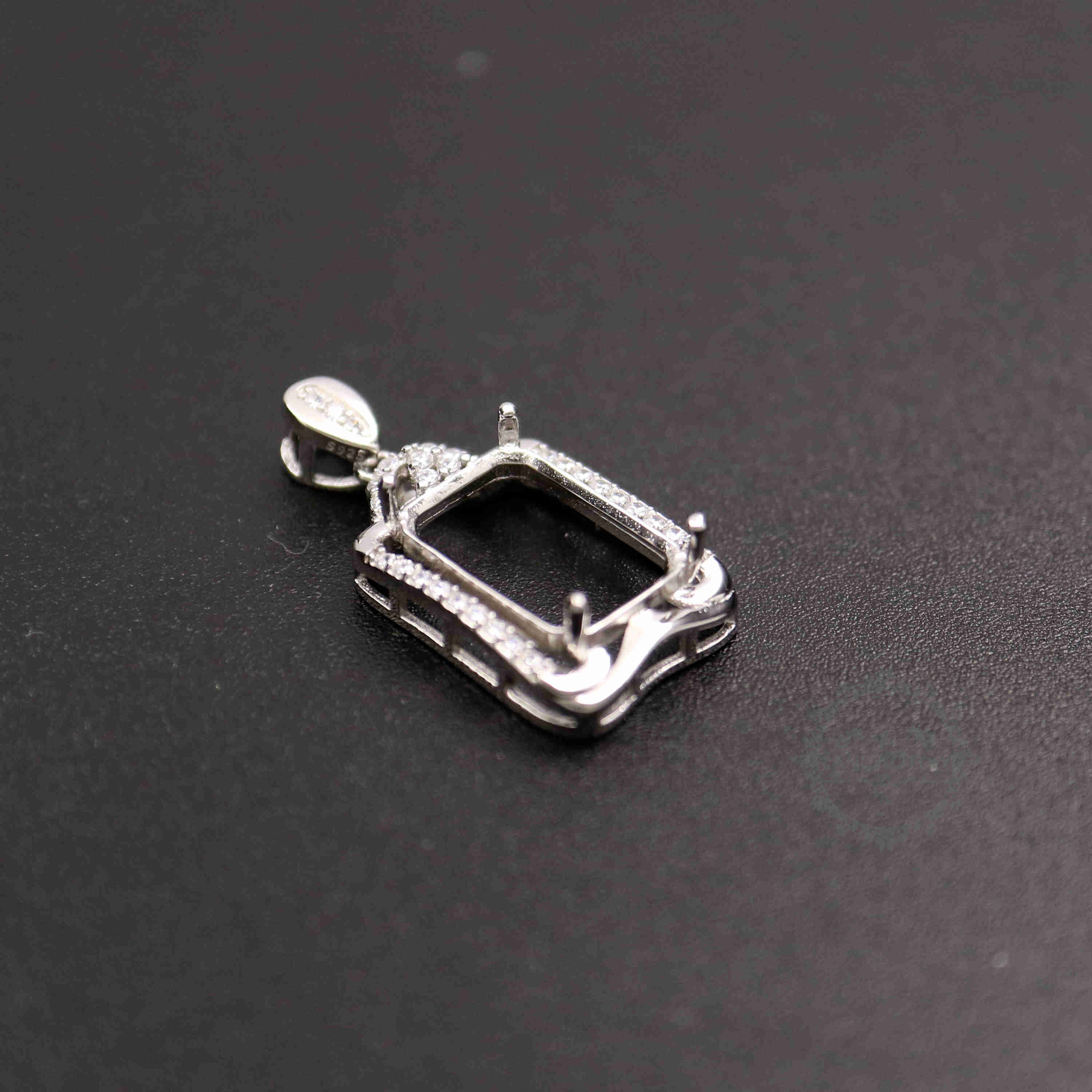 1Pcs Multiple Sizes Rose Gold Silver Prong Bezel Settings For Rectangle Cz Stone Solid 925 Sterling Silver DIY Pendant Charm Tray 1431033 - Click Image to Close